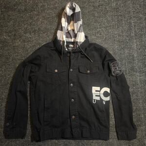 Ecko Unltd black denim jacket with hood Size M